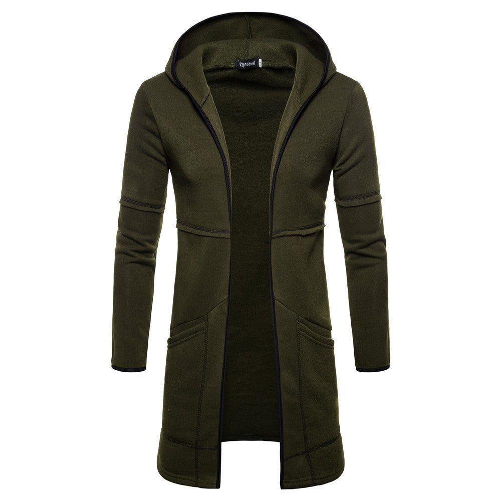 Men's Sweater New Mid-Length Large Pocket Hooded Cardigan For Men