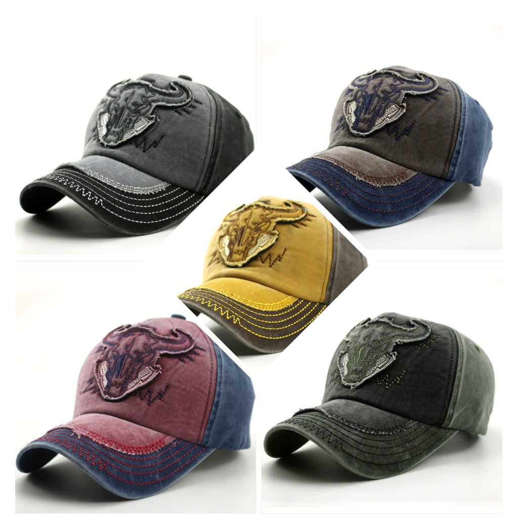 Washed Bull Head Baseball Cap