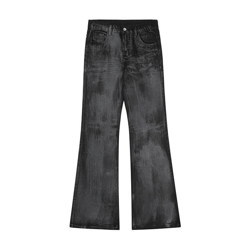 Washed Black Jeans Men's Straight Bootcut Trousers