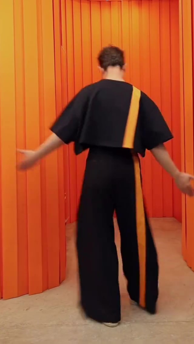 Black Crop Top And Wide - Leg Pants Set