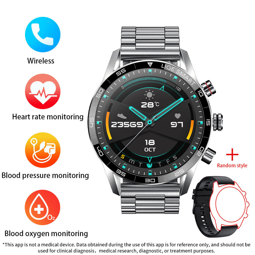 Smart Blood Pressure Heart Rate Bluetooth Multifunctional Men Business Watch
