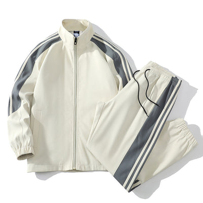 Sports Men's Trendy Handsome Casual Stand Collar Top And Trousers Two-piece Set