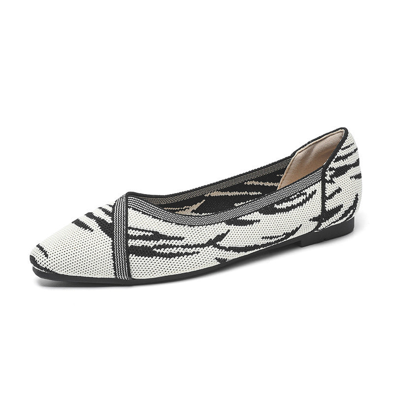 Flying Woven Knitted Shoes Color Matching Chic Soft Bottom Breathable Shoes