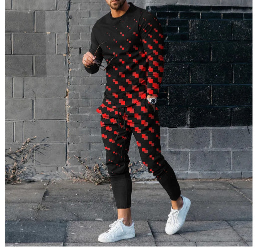 Round Neck Long Sleeve T-shirt Trousers Suit Men