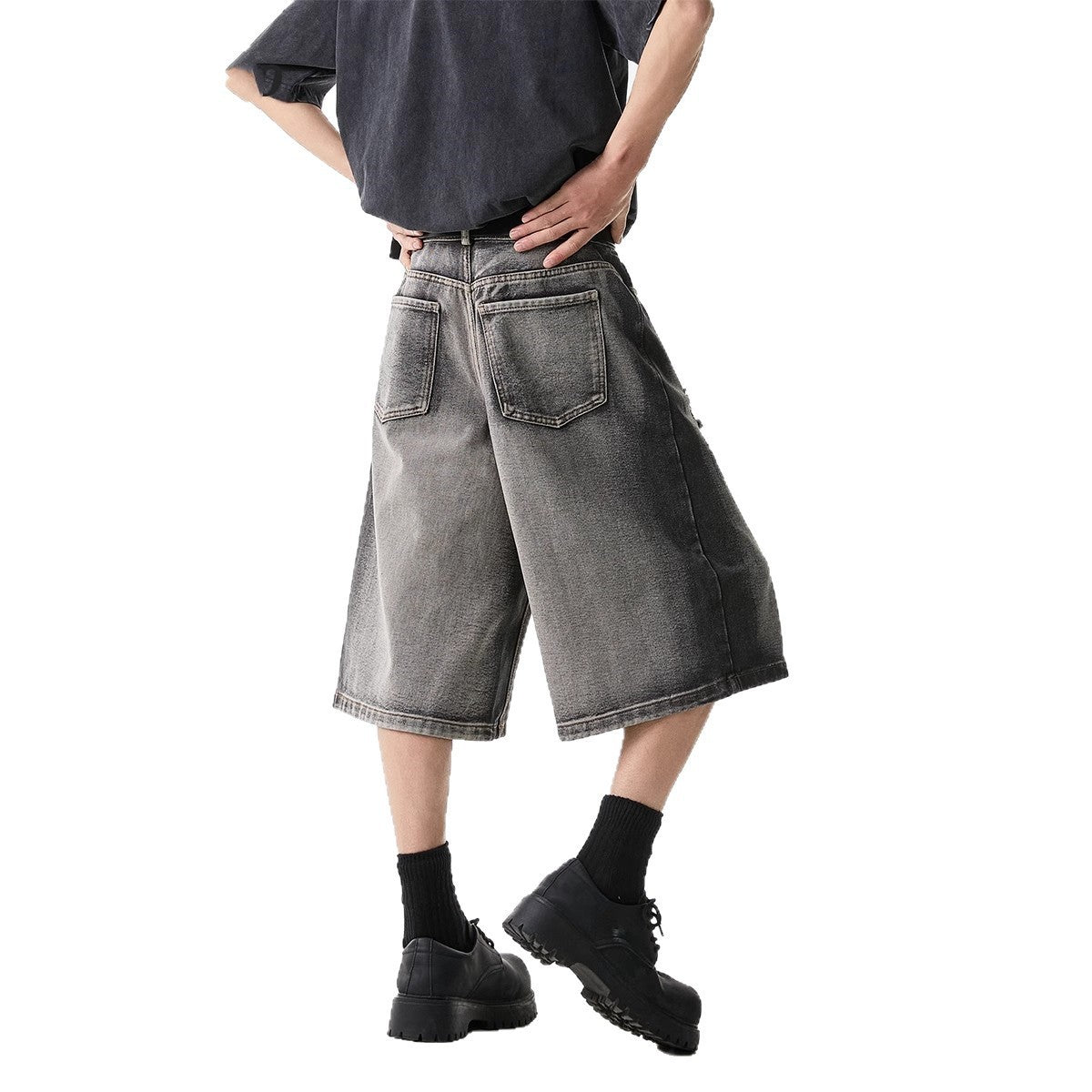 High Street Water Washed Hole Denim Shorts