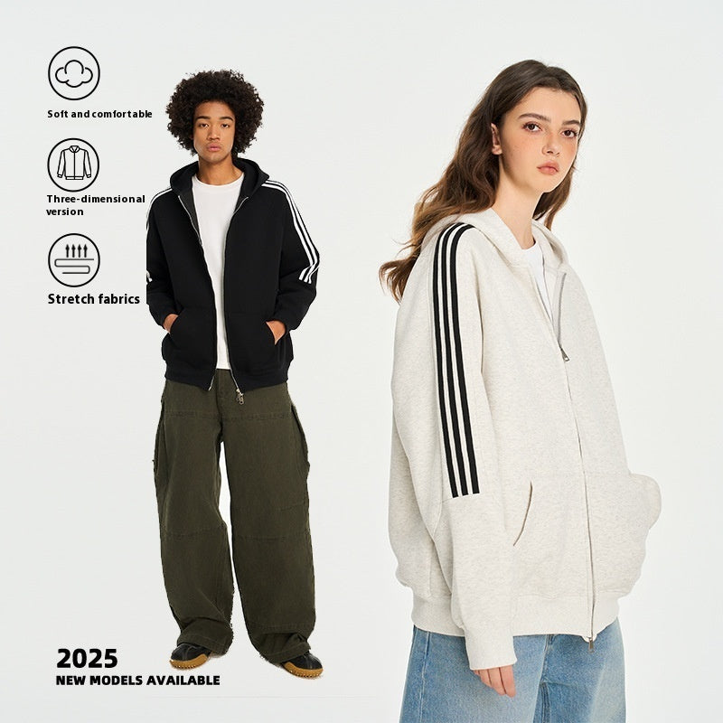 Striped Hooded Sweater For Men And Women Spring And Autumn All-matching