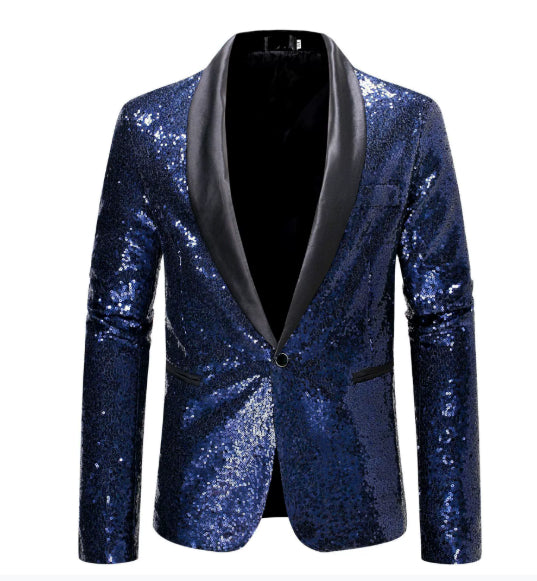 Men's Casual Shiny Banquet Wedding Party Blazer