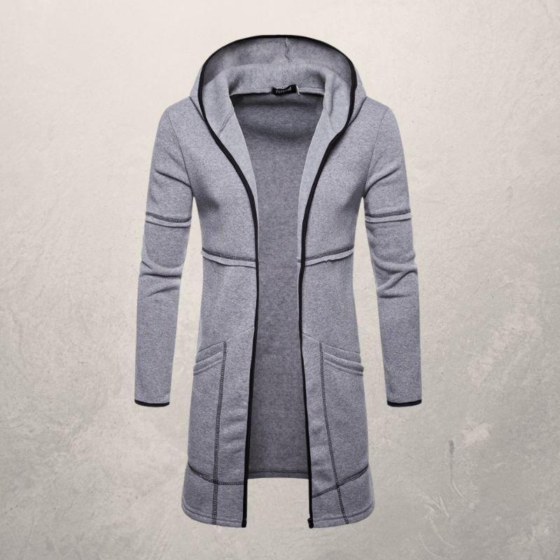 Men's Sweater New Mid-Length Large Pocket Hooded Cardigan For Men