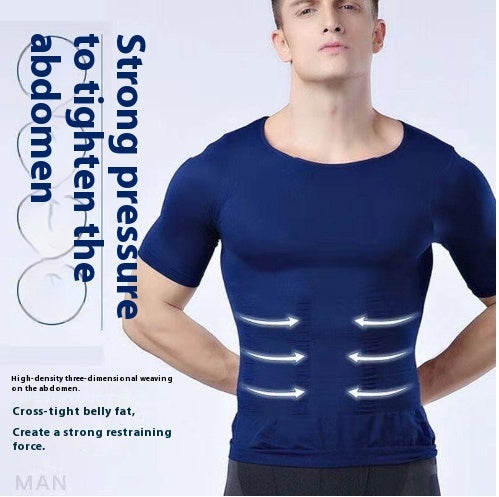 Men's Vest High Elastic Seamless Belly Contracting And Body Slimming Back Thin