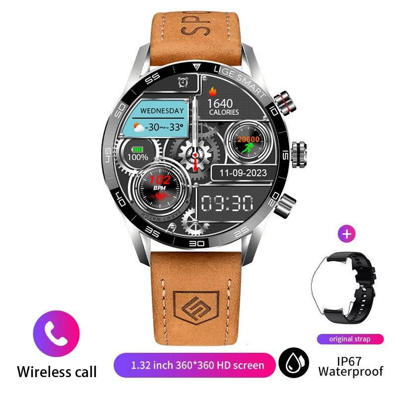 Smart Blood Pressure Heart Rate Bluetooth Multifunctional Men Business Watch