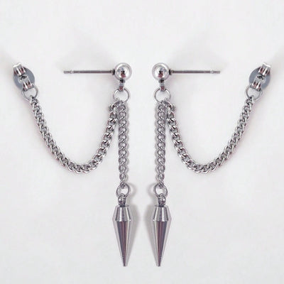 Personalized Long Ear Studs Simple Rivet Chain Cold Style