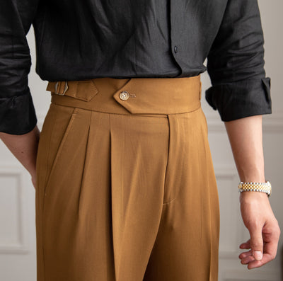 Retro Casual High Thin Non-ironing Straight-leg Trousers Men