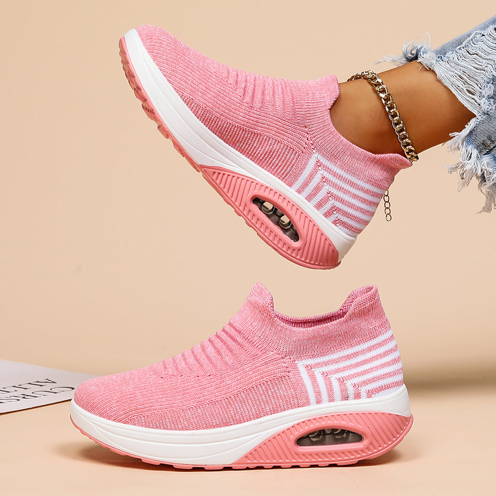 Plus Size Sports Women's Shoes Breathable Fly-knit Socks Shoes Slip-on Lazy Shoes