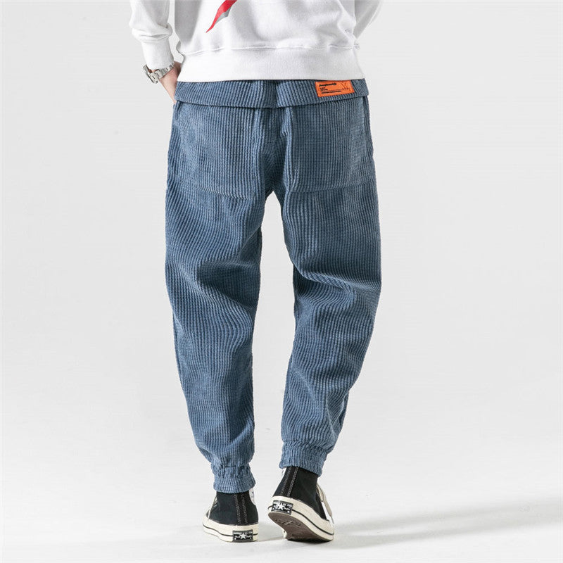 Blue corduroy trousers