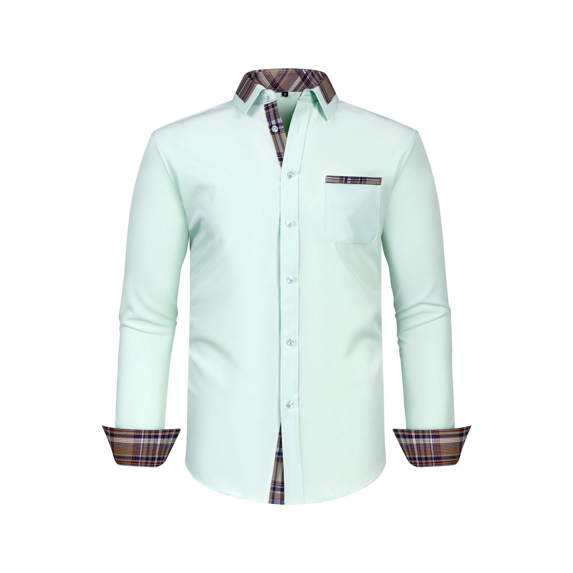 Large Size Patchwork Flower Collar Long Sleeved Men