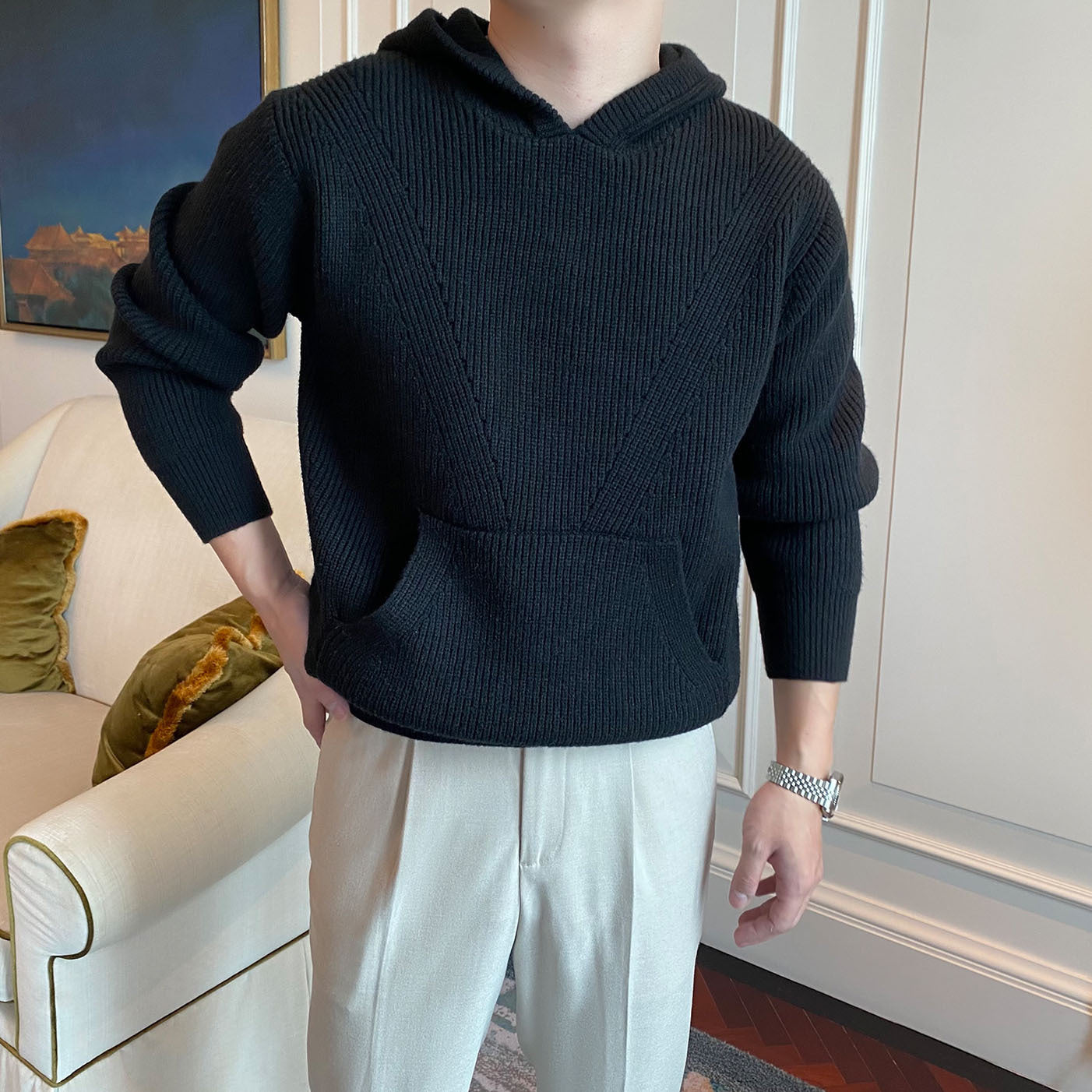 New Korean Style Personality Hooded Sweater Men