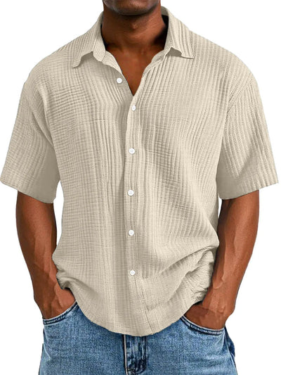 Spring And Summer Men's Short-sleeve Lapel Shirt Double Layer Champray