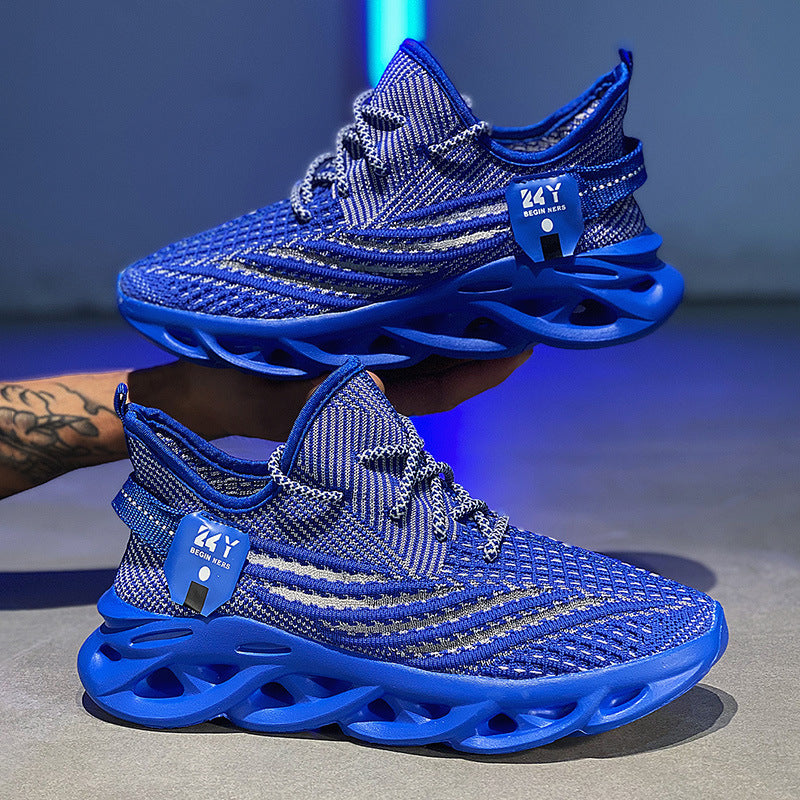 Flyknit Breathable Casual Sneaker Men's Mesh Surface Platform Running Shoes