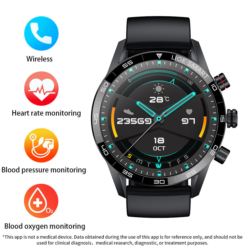 Smart Blood Pressure Heart Rate Bluetooth Multifunctional Men Business Watch