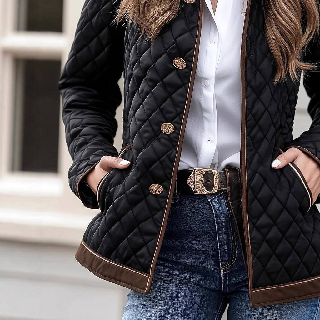Classic Plaid Diamond Cotton Jacket Women's Short Stylish