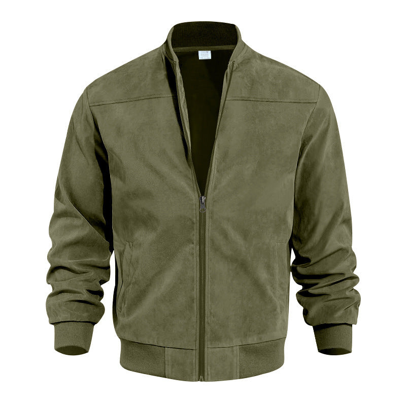 Men's Suede Solid Color Casual Retro Jacket