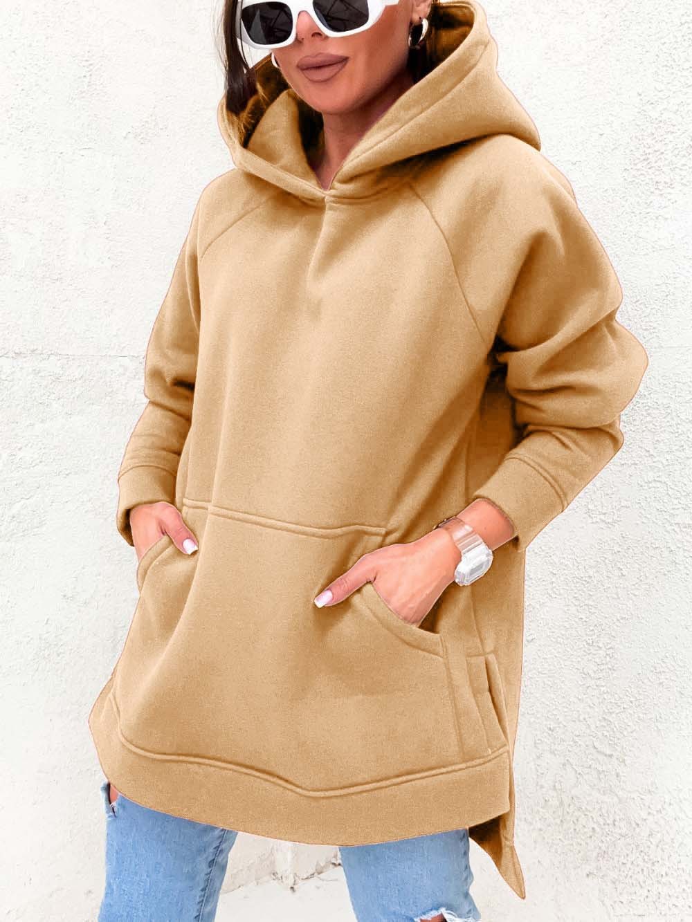 Women's Solid Color Hooded Casual Loose Sweater