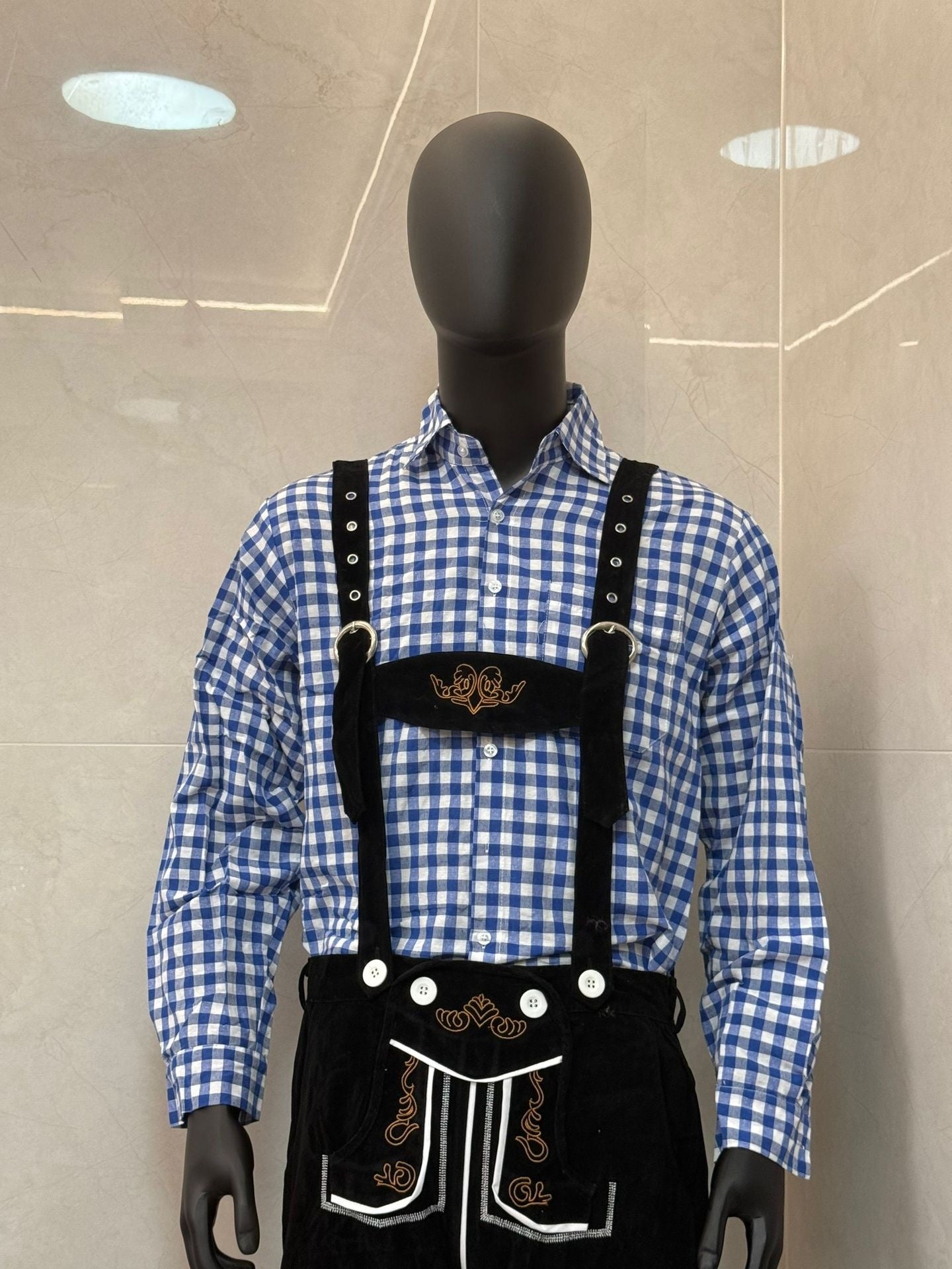 New Traditional Men's Beer Festival Plaid Shirt Overalls