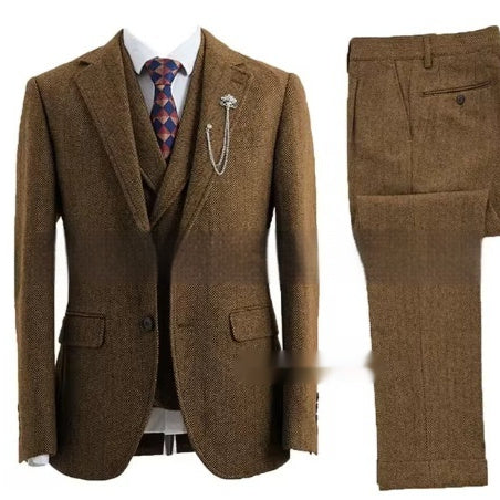 New Men's Suit Casual Three-piece Suit