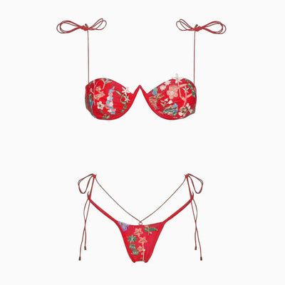 Women's Simple Embroidered Split Swimsuit
