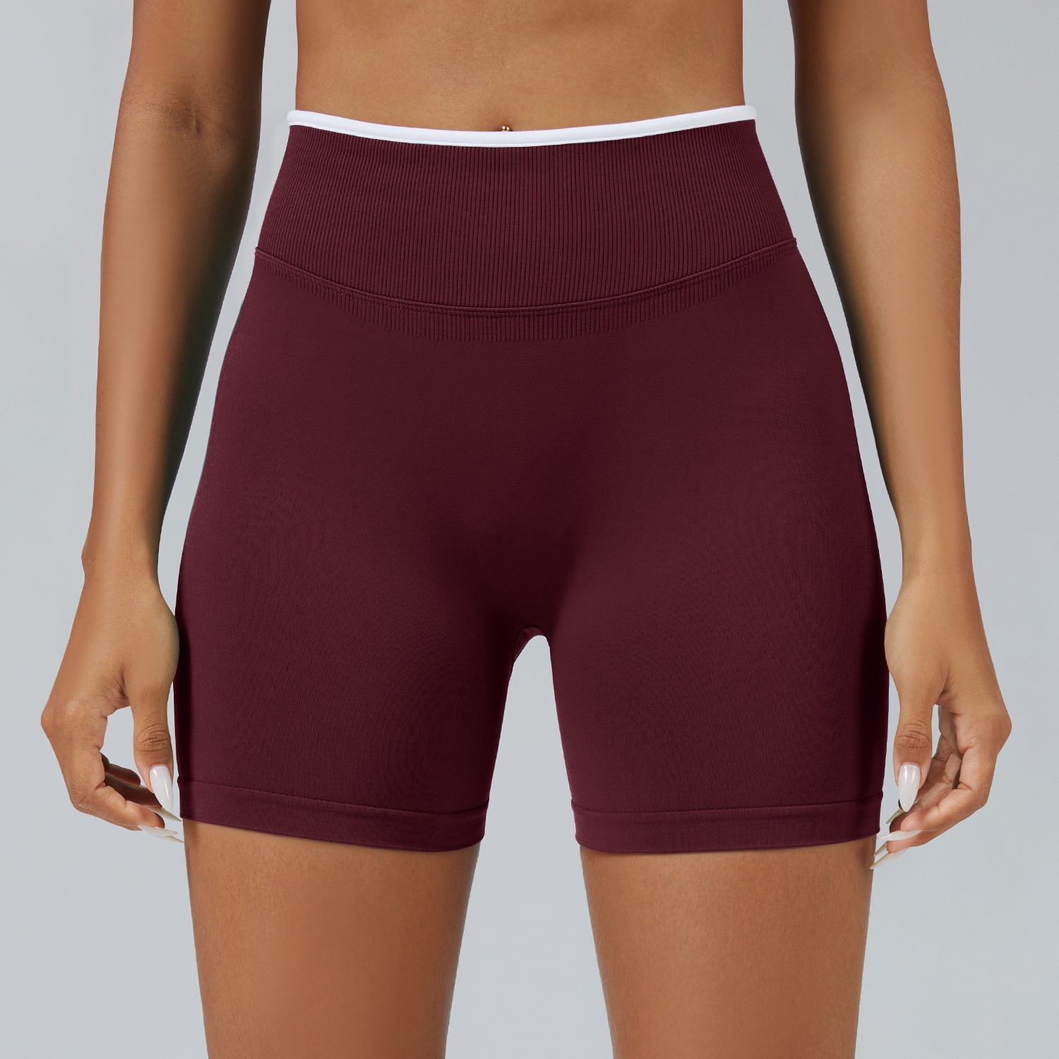 Color Matching Seamless Tight Yoga Shorts Peach Hip Raise