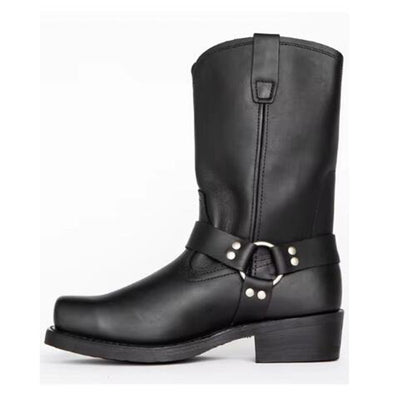 Vintage Men's Cowboy Boots Belt Buckle Ring High Top