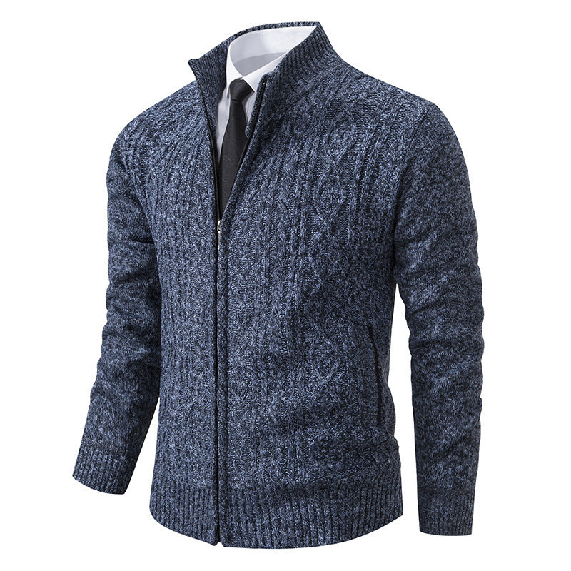 Men's Stand Collar Casual Fashion Cardigan Sweater Coat