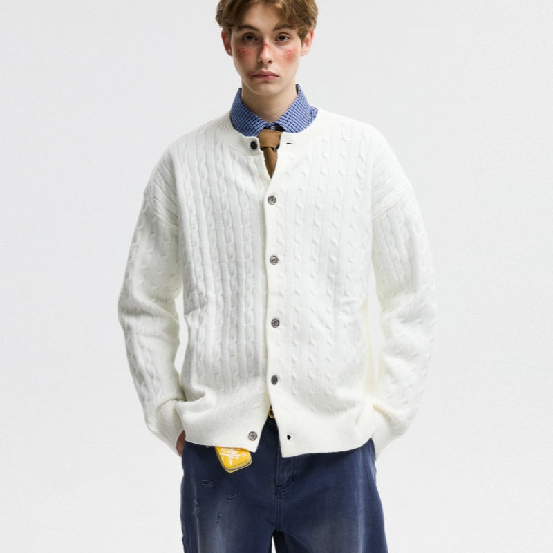 Twisted Solid Color Sweater Cardigan For Men And Women, American Style For Autumn And Winter