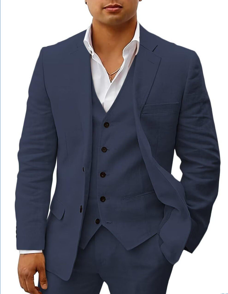 Linen Business Casual Suit Men's Suit Wedding Banquet