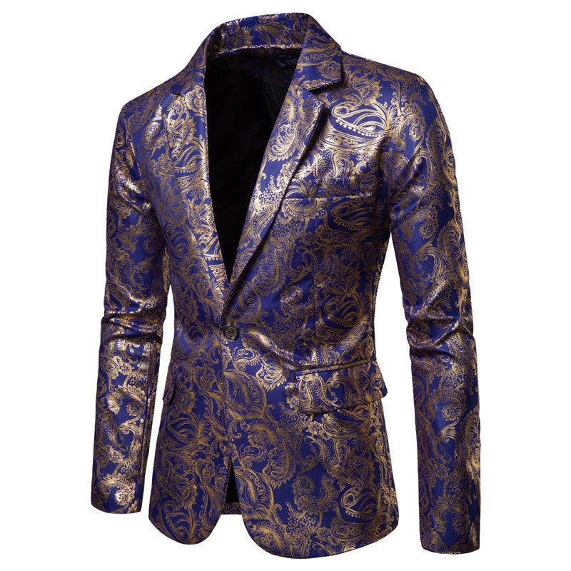 Men's Glossy Gold-stamped Performance Suit Jacket