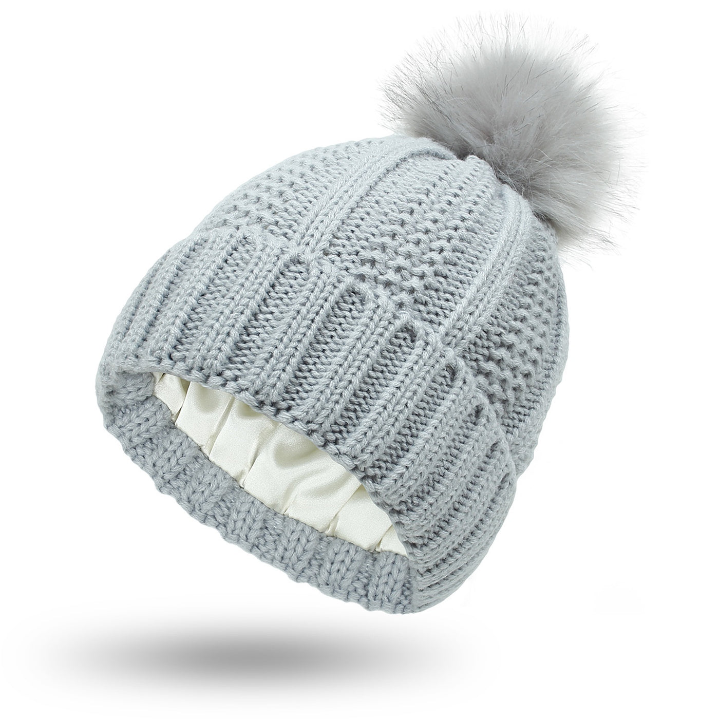Woolen Cap Knitted Protection Hairstyle Silky Stretch Satin Knitted Hat