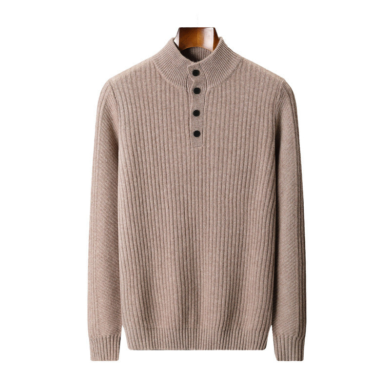 New Half Turtleneck Button Sweater For Men