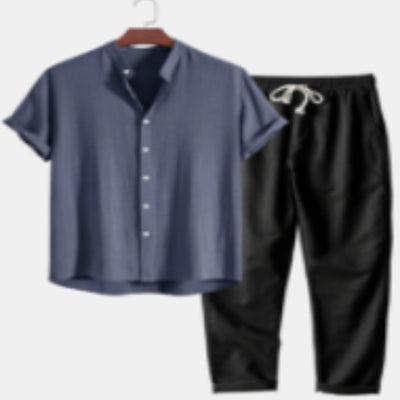Casual Loose Multi-color Beachwear Cotton And Linen Short Sleeve Suit