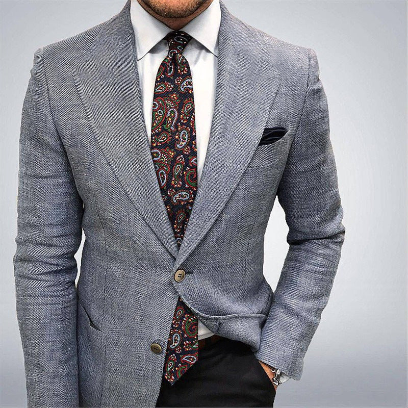 Printed Double Buckle Men's Plus Size Suit Coat