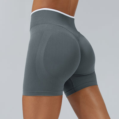 Color Matching Seamless Tight Yoga Shorts Peach Hip Raise