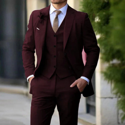 Brand Classic Men Suit 3 Pieces Fashion Slim Fit Blazer Vest