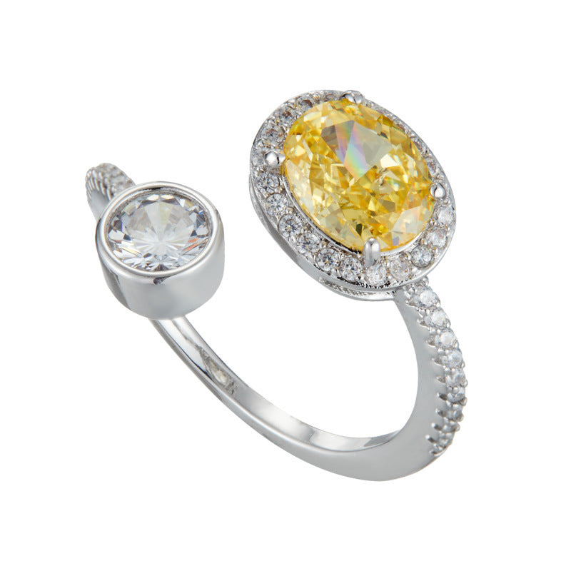 Oval Ice Flower Cut Fashion Women's Open Ring