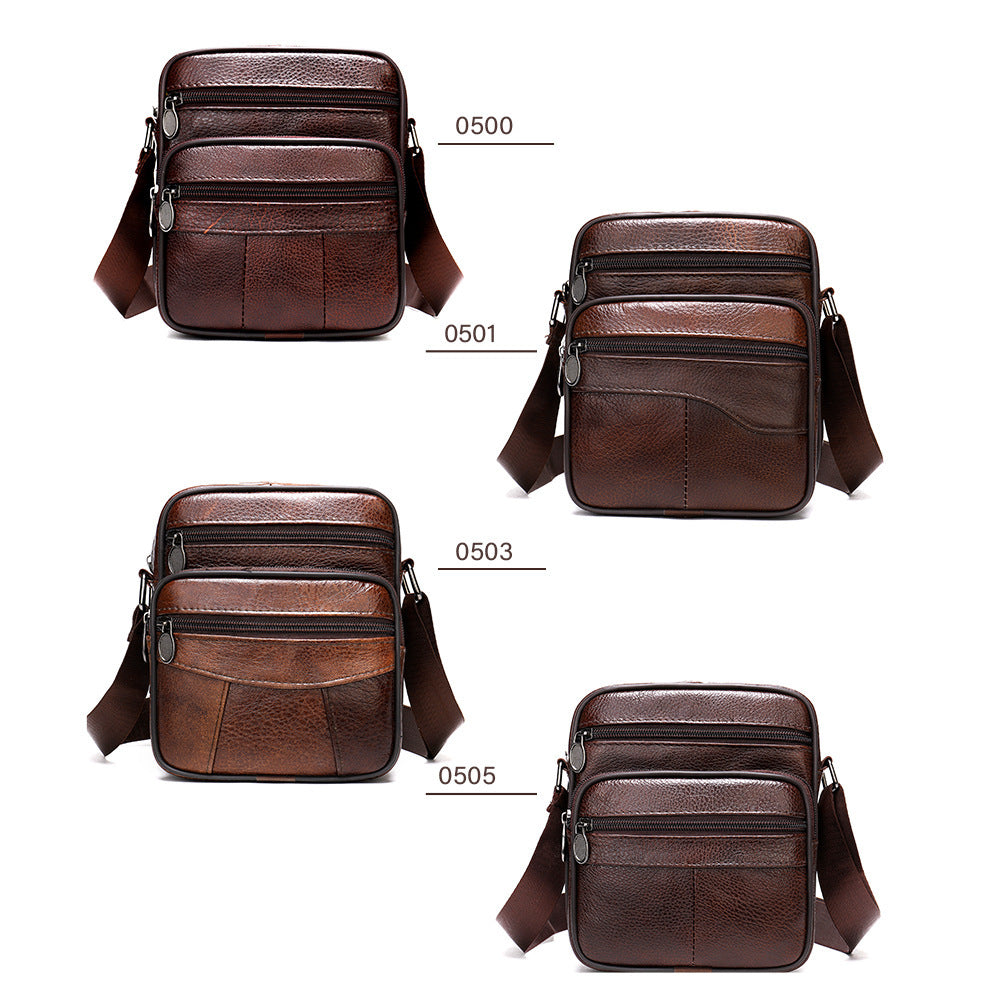 Vertical Head Layer Cowhide Casual One-shoulder Messenger Bag