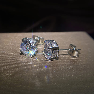 Exquisite Women's Round Zircon Stud Earrings