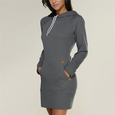 New hooded zipper pullover mid-length sweater