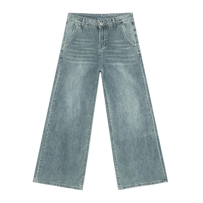 Draping Mop Wide Leg Loose Washed Jeans Tide