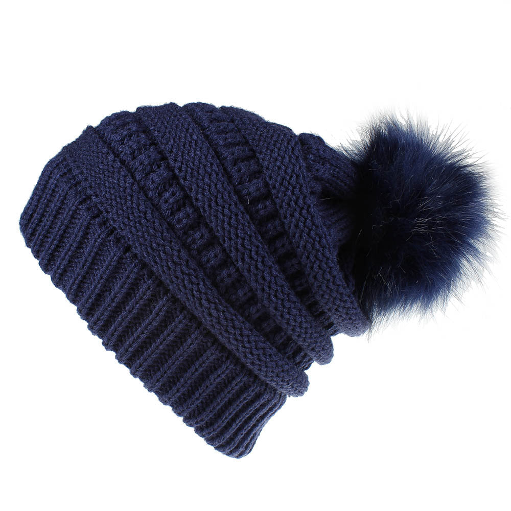 Faux Fur Fox Fur Ball Hat Knitted Casual Fashion