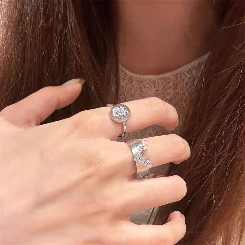 Vintage Brushed Carved Snowflake Wishing Star Ring