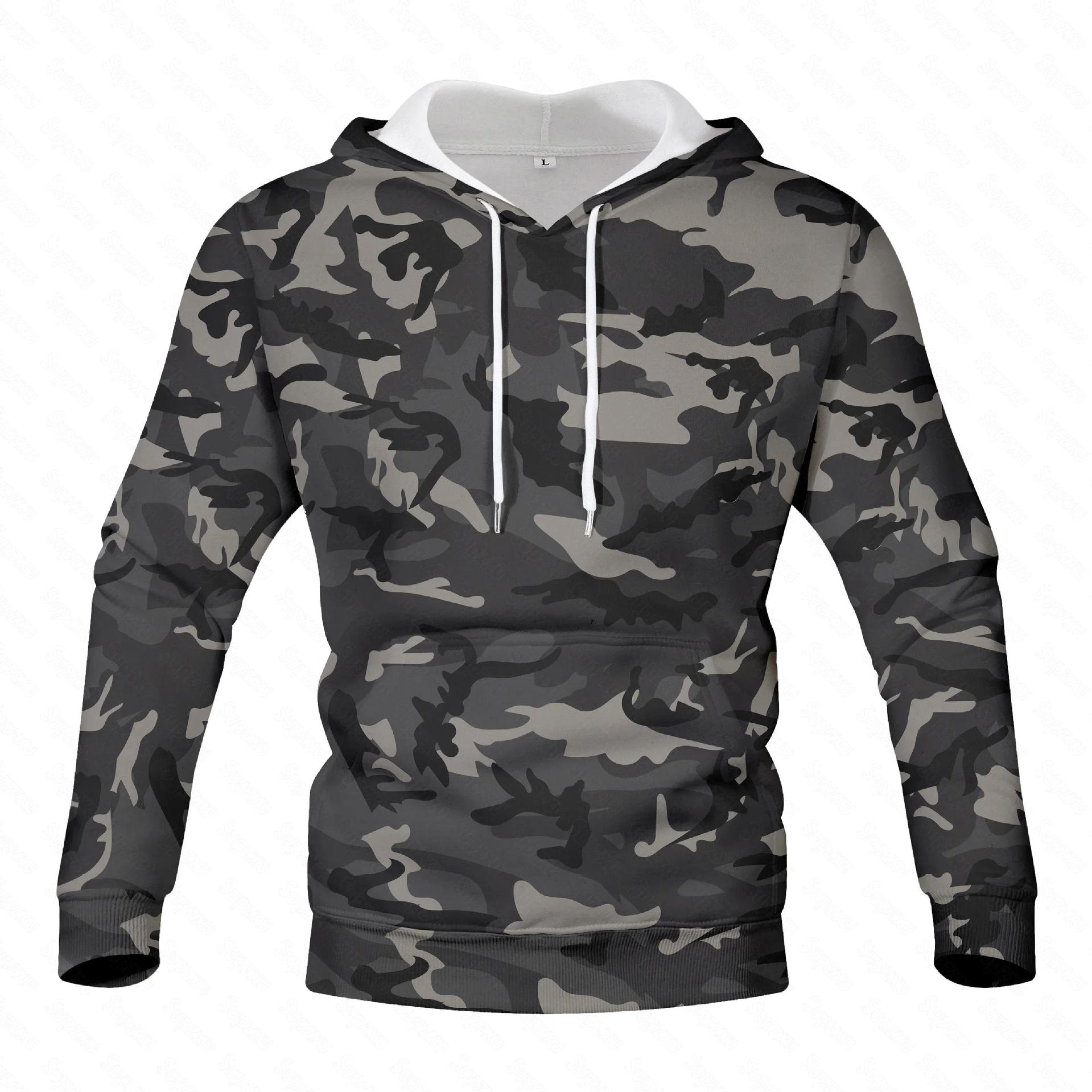 3D Printed Camouflage Hooded Hoodie