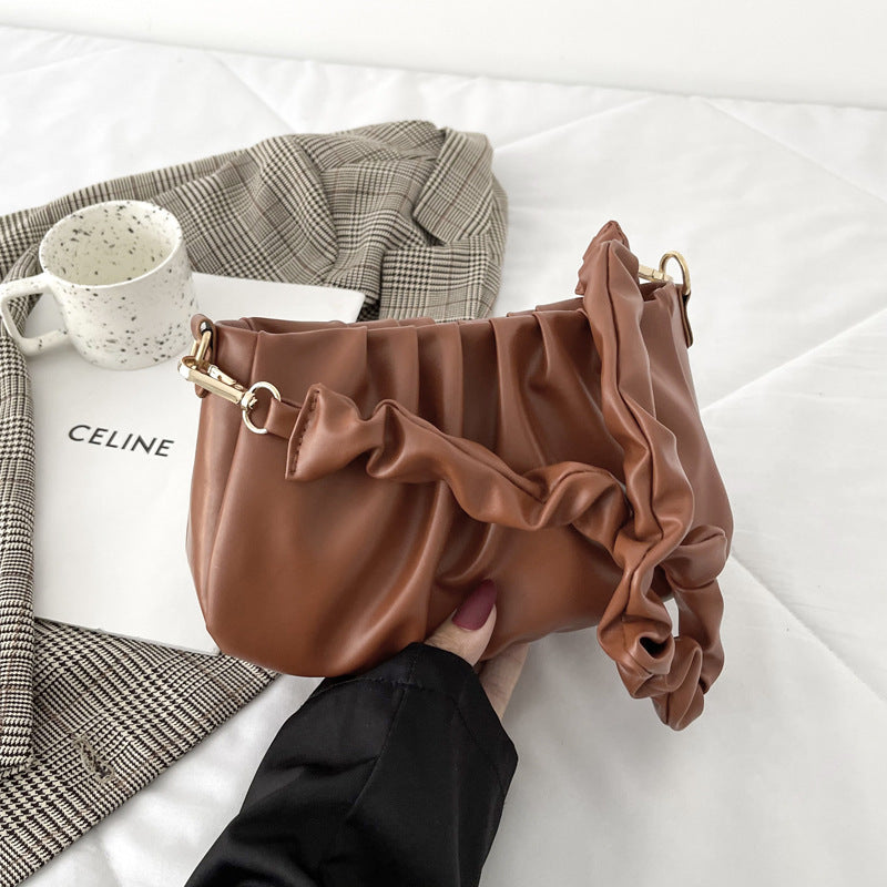 Fashionable Pleated Cloud Casual Fashionable Simple Texture Underarm Shoulder Bag